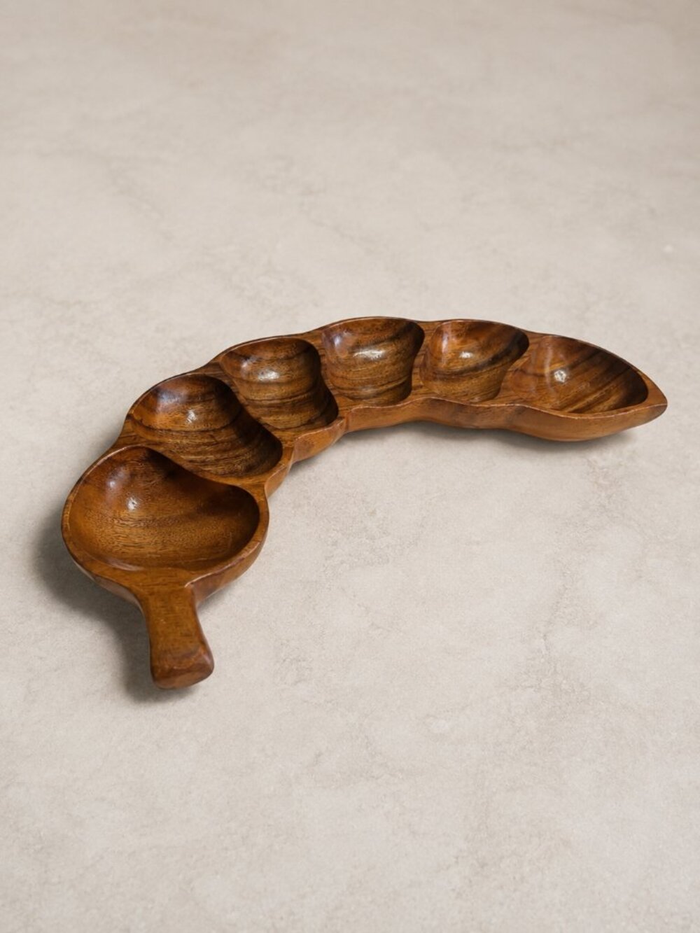 Vintage Leilani Monkey Pod Wood Seed Pod Serving Tray Hand Carved 19.25"